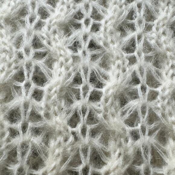 Neiman Marcus Sweater Womens Medium Cream Open Knit Fuzzy Kid Mohair Vintage - Picture 7 of 8